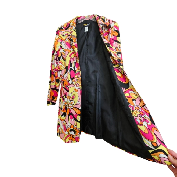 Vintage 90's Nwot Metrostyle Stretch Physcodelic Trench/Blazer - Picture 6 of 14
